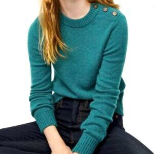 [J. Crew] Button-Detail Crewneck Wool Alpaca Blend Soft Sweater - medium